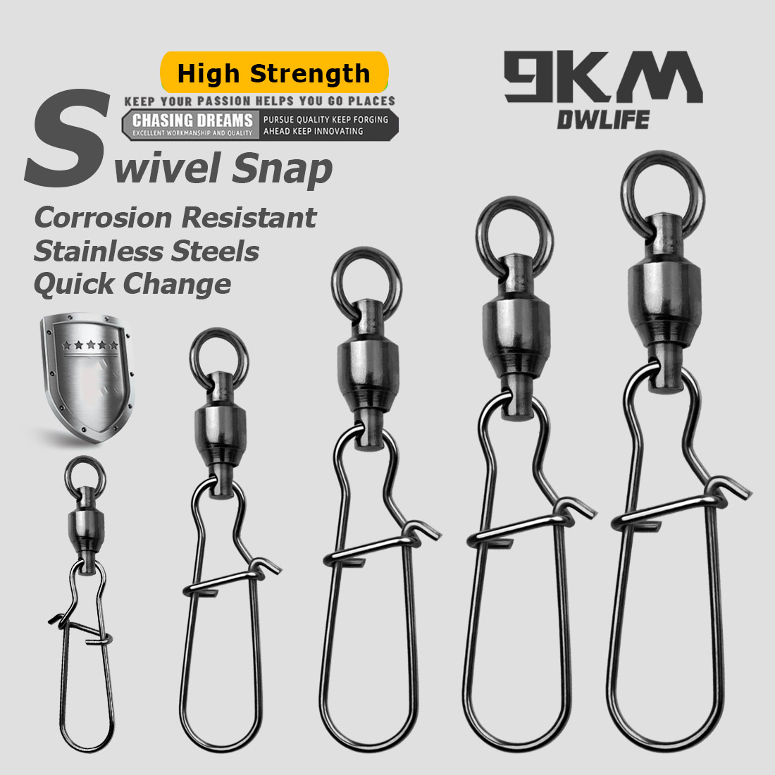 Monofilament Line - 9KM 10PCS Kogellager Swivel Snap Duo-lock