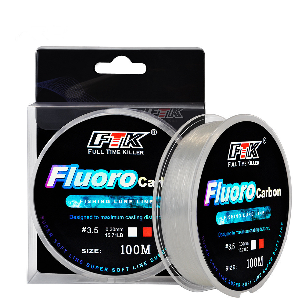 Fluorocarbon Line - 100 m fluorkoolstof aasvislijn, vliegvissen van