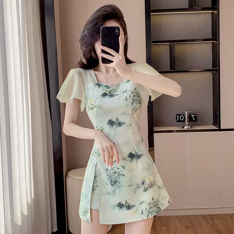 Fly Line - Zomer Chinese Stijl Zoete Cheongsam Tweedelige