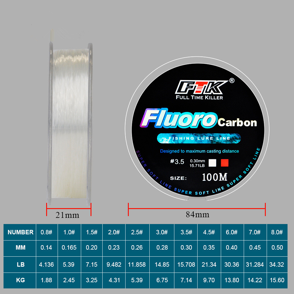 100 m fluorkoolstof aasvislijn - Fluorocarbon Line recensie en prijs